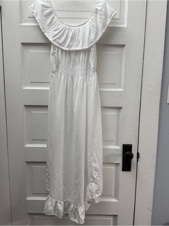 Seaspice White Cotton Off Shoulder Maxi Dress XL Boho Resort Lace NWT - Picture 5 of 10